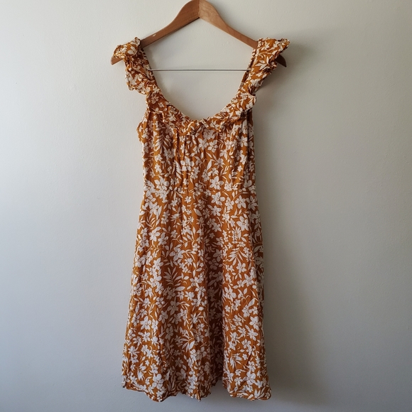 Old Navy Yellow Floral Flare Ruffle Trim Dress - Picture 3 of 8